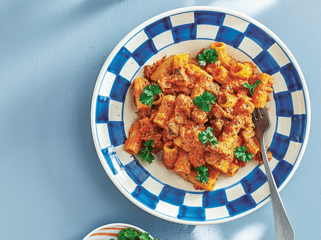 Chorizopasta med parmesan