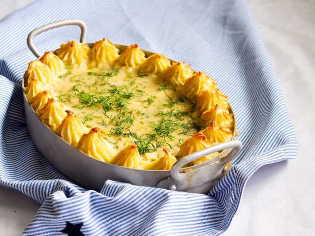 "Fisk"gratäng på kronärtskocka och tofu