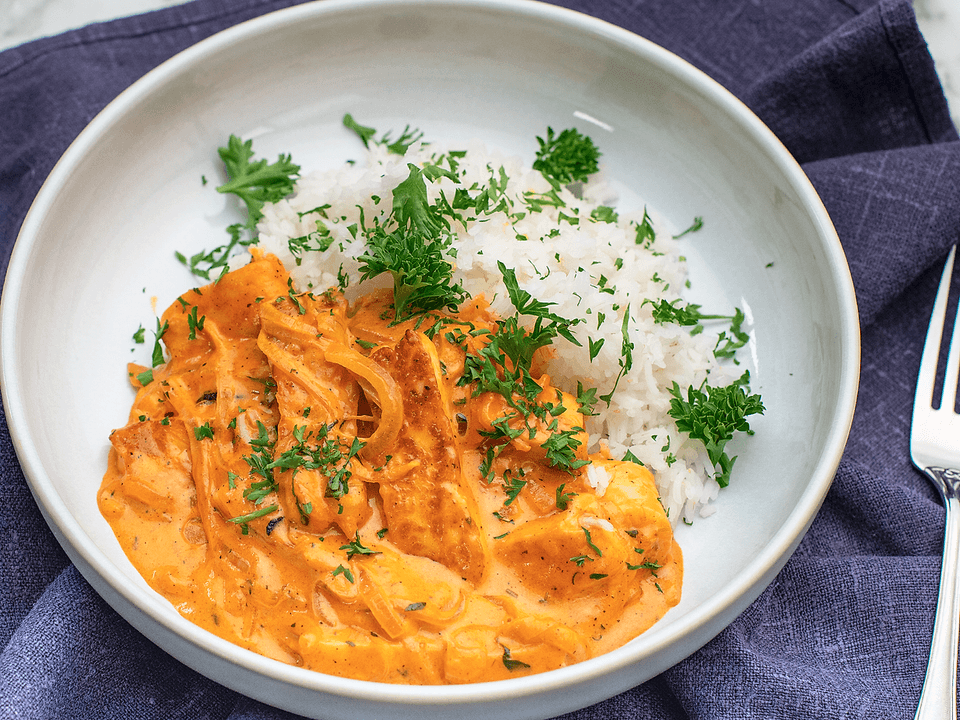 Vegostroganoff med halloumi