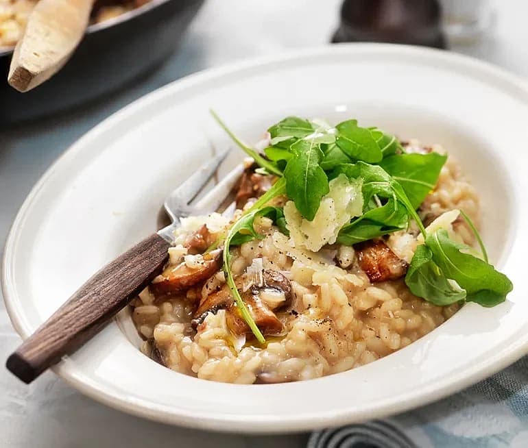 Risotto med svamp och rosta frön