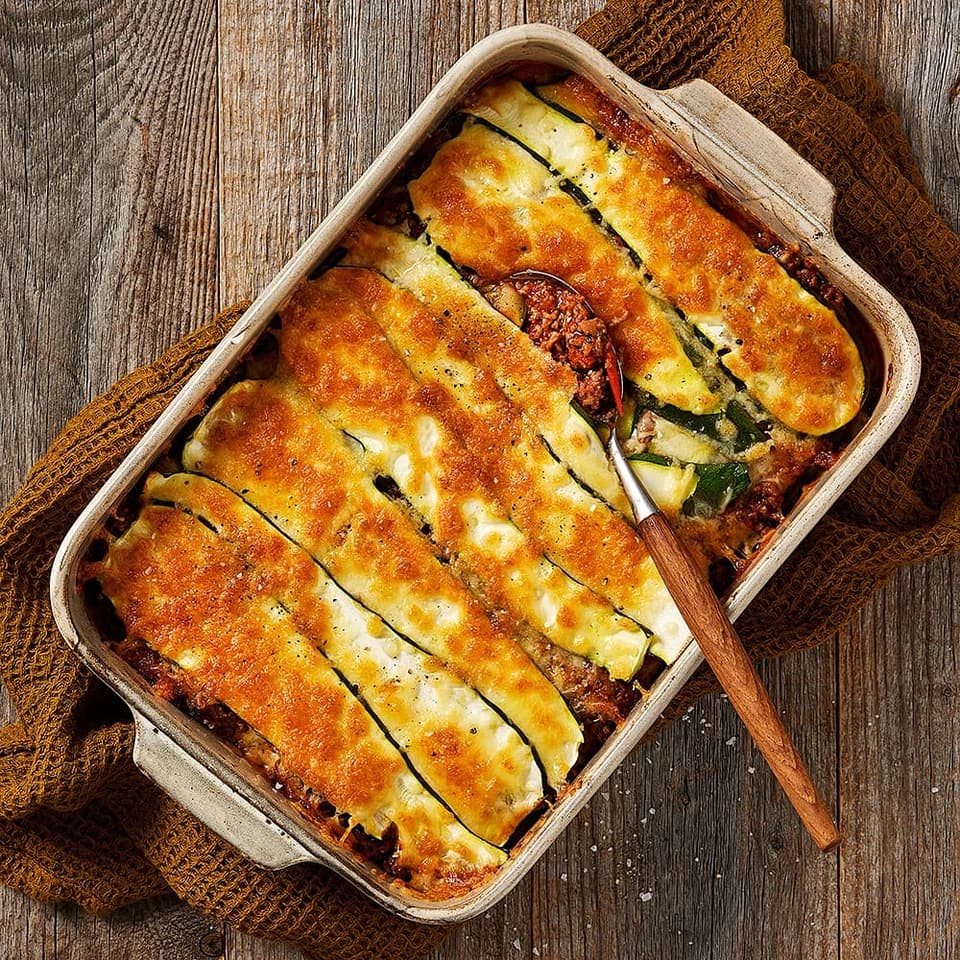 Köttfärs- och zucchinigratäng
